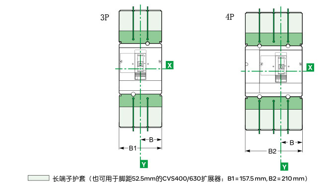 Schneider+CVS160系列塑壳断路器(配电保护)+外形尺寸