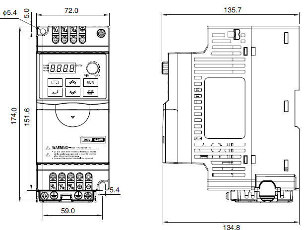 OMRON+3G3JZ系列简易型智能变频器+安装尺寸1