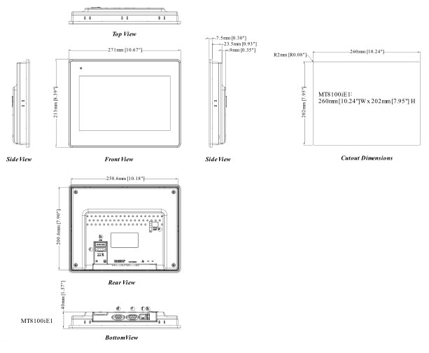 WEINVIEW+MT8000iE系列触摸屏+外形尺寸2